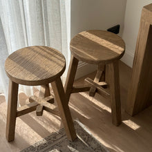 Load image into Gallery viewer, Farmhouse Worker Stool _ Aged Elm