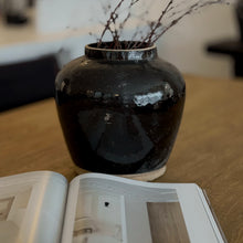 Load image into Gallery viewer, Antique Glazed Pottery _ Black + Beige