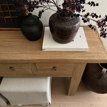 Load image into Gallery viewer, Farmhouse Hallway Table _ Aged Elm