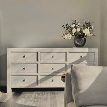 Load image into Gallery viewer, Hamptons Chest _ Nine Drawer _ Rustic White