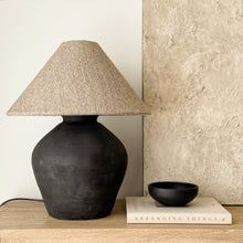 Load image into Gallery viewer, Fossil Lamp by Impreshens _ Stone Grey/Black + Textured Fabric Empire Shade