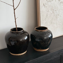Load image into Gallery viewer, Antique Glazed Pottery _ Black + Beige