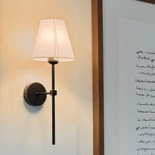 Load image into Gallery viewer, American Farmhouse Wall Sconce_ Black Iron + White Shade