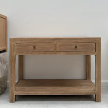Load image into Gallery viewer, Antique Console _ 120cm _ Two Drawer + Shelf _ Aged Elm