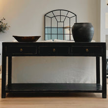 Load image into Gallery viewer, Heritage Console _ Three Drawer + Shelf _ Textured Black