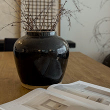 Load image into Gallery viewer, Antique Glazed Pottery _ Black + Beige
