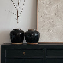 Load image into Gallery viewer, Antique Glazed Pottery _ Black + Beige