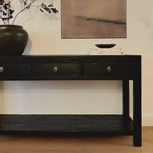 Load image into Gallery viewer, Heritage Console _ Three Drawer + Shelf _ Textured Black