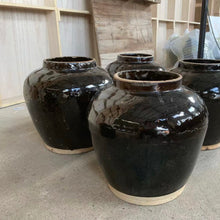 Load image into Gallery viewer, Antique Glazed Pottery _ Black + Beige