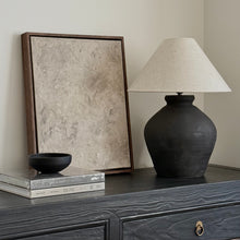 Load image into Gallery viewer, Oriental Lamp by Impreshens _ Stone Grey/Black + Natural Linen Empire Shade
