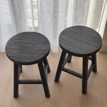 Load image into Gallery viewer, Vintage Stool _ Custom _ Rustic Black Elm
