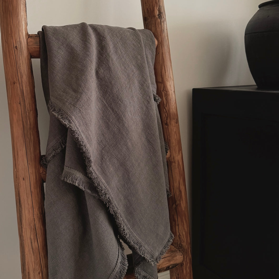 Linen Throw _ Charcoal