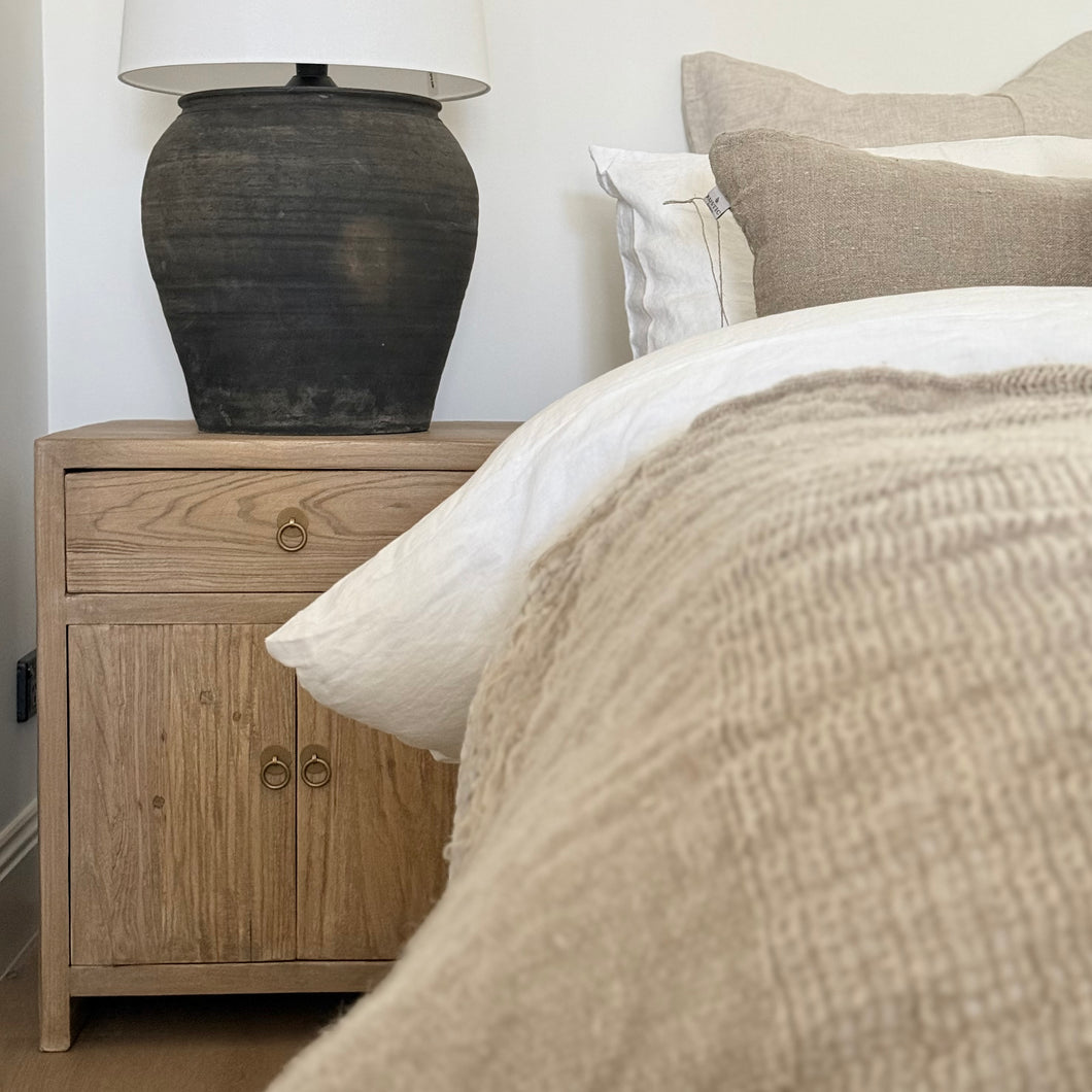 Antique Bedside Table _ Aged Elm _ 2 Sizes