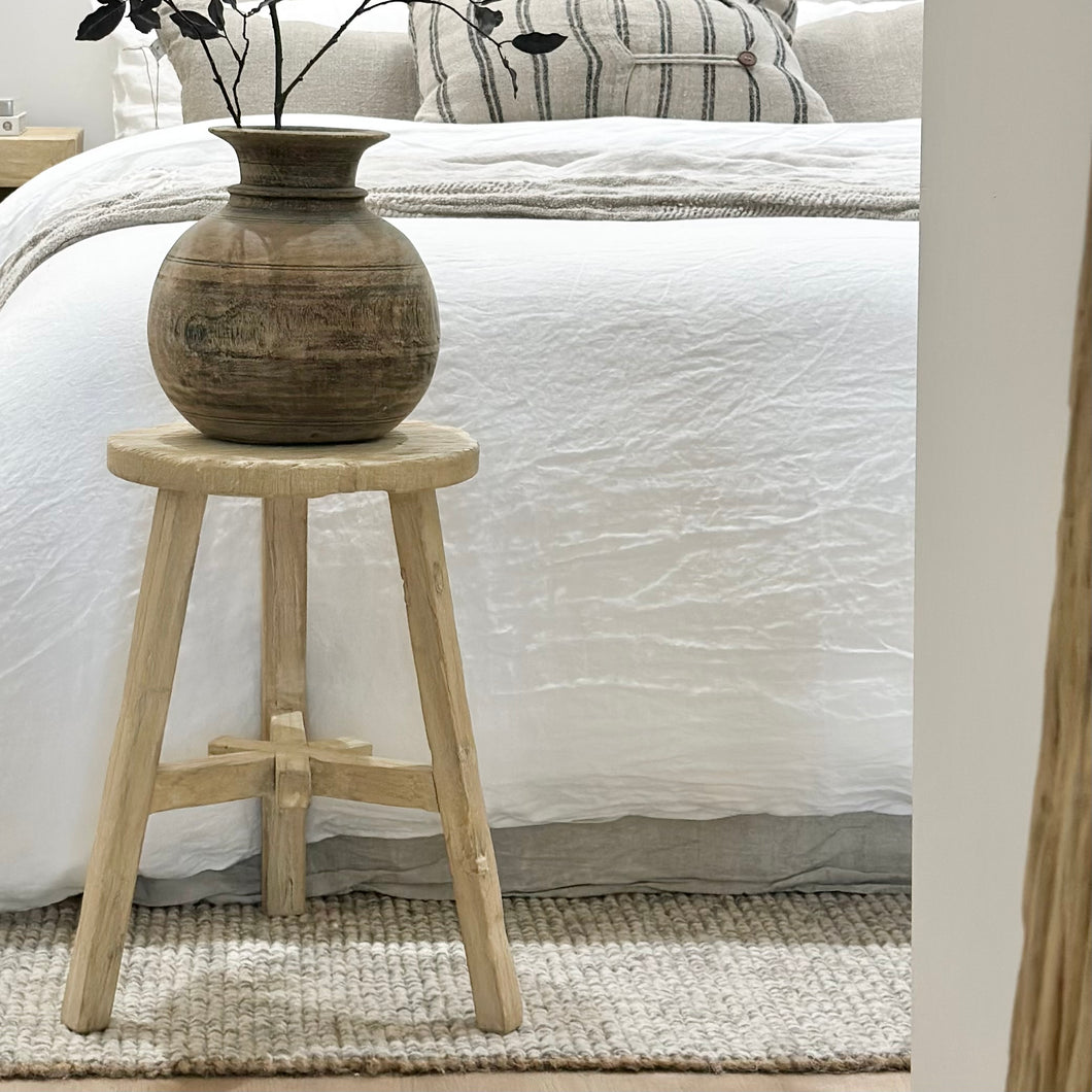 Worker Stool _ Whitewashed Elm
