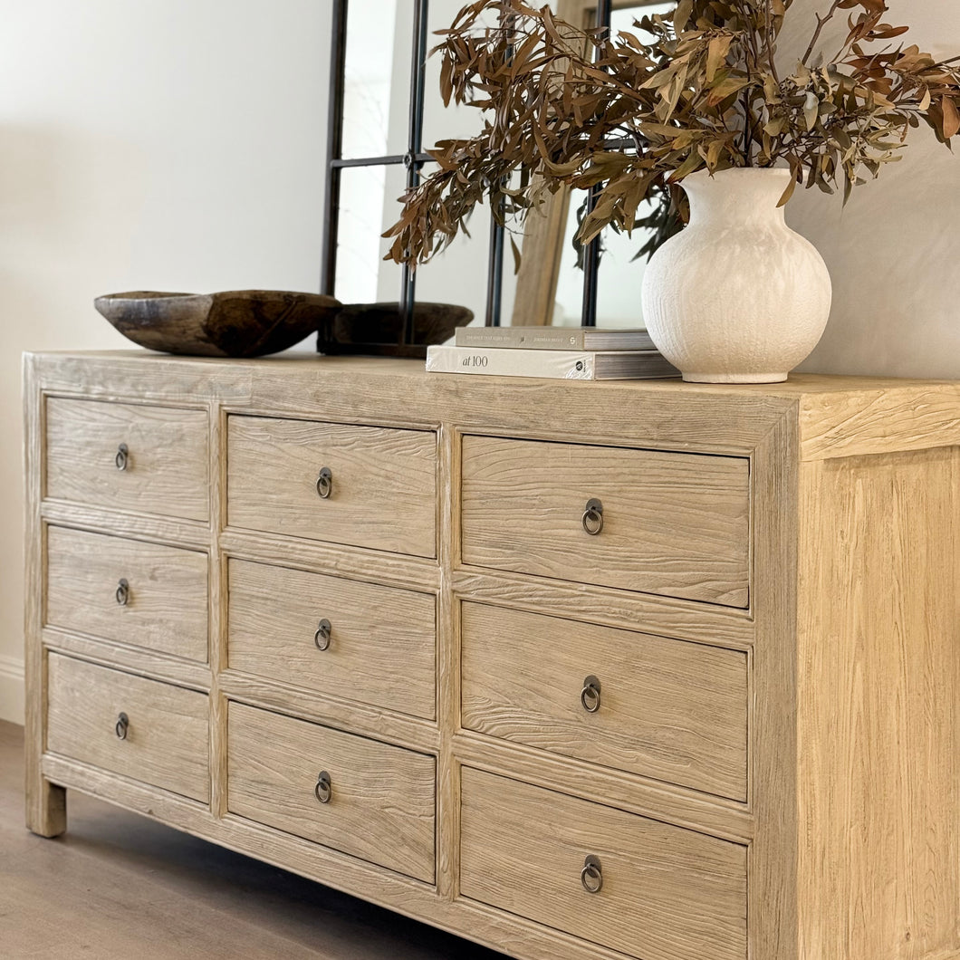 Organic Nine Drawer Chest _ Blonde Elm