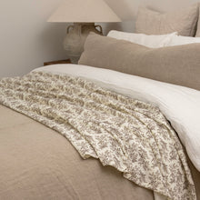 Load image into Gallery viewer, Vintage Farmhouse Muslin Throw _ Ivory + Dark Brown
