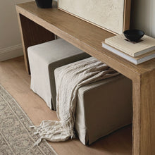 Load image into Gallery viewer, Square Ottoman _ Pleated _ Natural Linen &amp; Cotton
