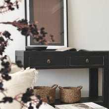 Load image into Gallery viewer, Provincial Console _ 120cm _ Two Drawer + Shelf _ Rustic Black
