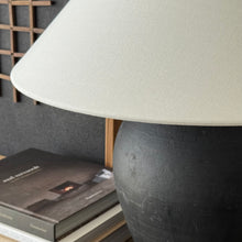 Load image into Gallery viewer, Antique Zen Lamp by Impreshens _ Rustic Black + White Linen Shade
