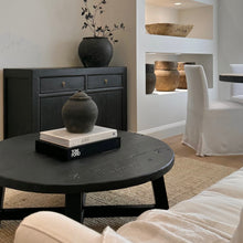 Load image into Gallery viewer, Black Reclaimed Coffee Table Round Elm 
