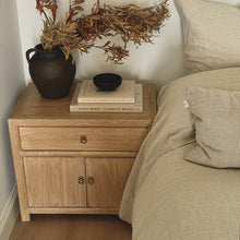 Load image into Gallery viewer, Farmhouse Bedside Table _ 70cm _ Aged Elm
