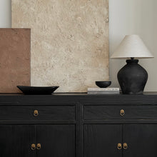 Load image into Gallery viewer, Oriental Lamp by Impreshens _ Stone Grey/Black + Natural Linen Empire Shade
