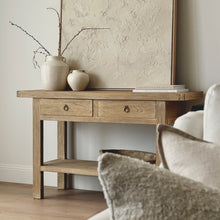 Load image into Gallery viewer, Honey Elm Artisan Console _ 130cm _ Drawers + Shelf
