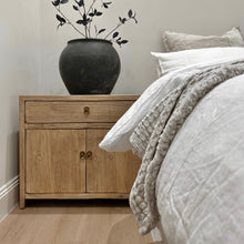 Load image into Gallery viewer, Antique Oversize Bedside Table _ Aged Elm
