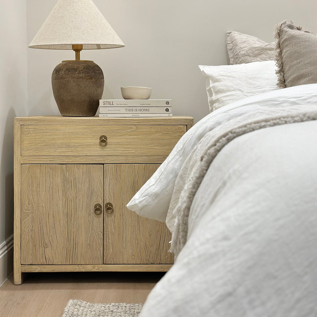 Organic Oversize Bedside Table _ Blonde Elm