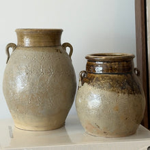 Load image into Gallery viewer, Antique Glazed Pottery _ Floral Pattern _ Beige &amp; Brown
