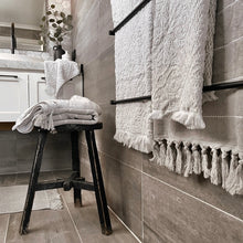 Load image into Gallery viewer, Heritage Worker Stool _ Star Base _ Distressed Black
