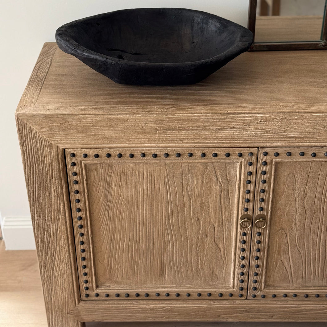 Antique Sideboard _ Studded Detail _ 140cm _ Aged Elm