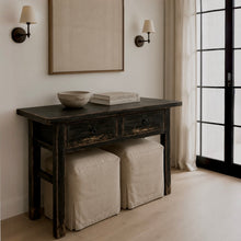 Load image into Gallery viewer, Oriental Console _ Two Drawer _ 120cm _ Rustic Black
