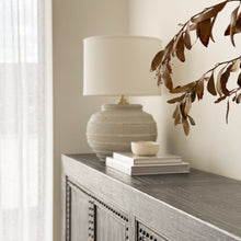Load image into Gallery viewer, Mediterranean Lamp _ Australian Made _ Taupe Stone + Brass
