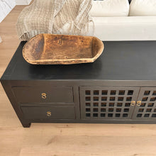 Load image into Gallery viewer, Provincial Carved Grid Entertainment Unit | Black Elm
