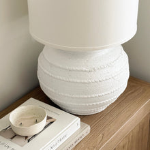 Load image into Gallery viewer, Mediterranean Lamp by Impreshens _ Australian Made _ Rustic White + White Linen Drum Shade
