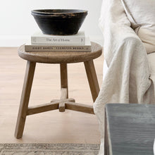 Load image into Gallery viewer, Antique Side Table _ Tri-Leg_ Aged Elm
