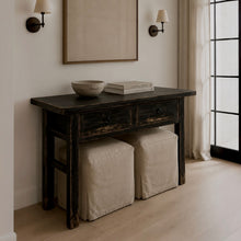 Load image into Gallery viewer, Oriental Console _ Two Drawer _ 120cm _ Rustic Black
