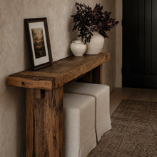 Load image into Gallery viewer, Square Ottoman _ Pleated _ Natural Linen &amp; Cotton
