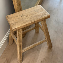 Load image into Gallery viewer, Antique Worker Stool _ Rectangle _ Honey Elm
