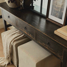 Load image into Gallery viewer, Oriental Console _ Three Drawer _ 180cm _ Rustic Black
