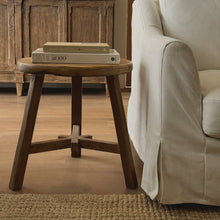 Load image into Gallery viewer, Farmhouse Side Table _ Tri-Leg _ Aged Elm
