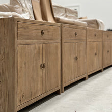 Load image into Gallery viewer, Antique Oversize Bedside Table _ Aged Elm
