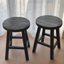 Load image into Gallery viewer, Vintage Stool _ Custom _ Rustic Black Elm
