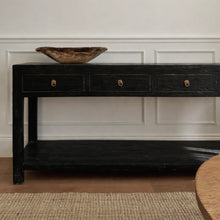 Load image into Gallery viewer, Heritage Console _ Three Drawer + Shelf _ Textured Black
