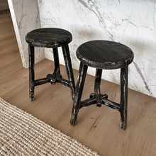Load image into Gallery viewer, Heritage Worker Stool _ Star Base _ Distressed Black
