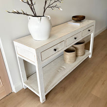 Load image into Gallery viewer, Hamptons Console | 160cm | Three Drawer + Shelf | Rustic White
