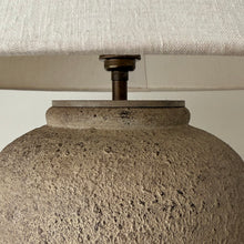Load image into Gallery viewer, Zarah Lamp by Impreshens _ Greige Base + Ivory Linen Empire Shade
