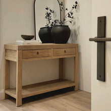 Load image into Gallery viewer, Antique Console _ 120cm _ Two Drawer + Shelf _ Aged Elm
