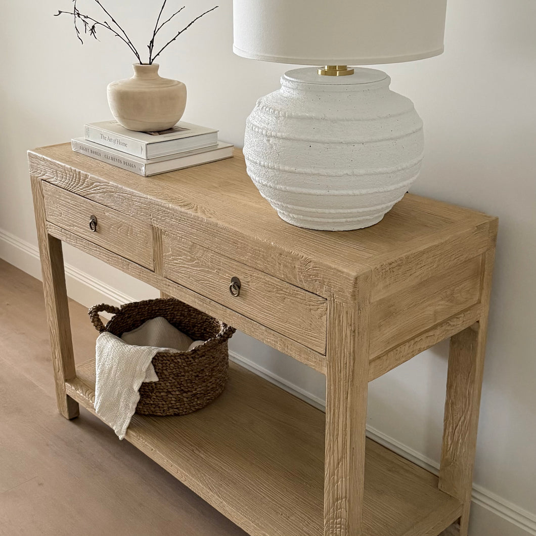 Organic Console _ Two Drawer + Shelf _ 120cm _ Blonde Elm